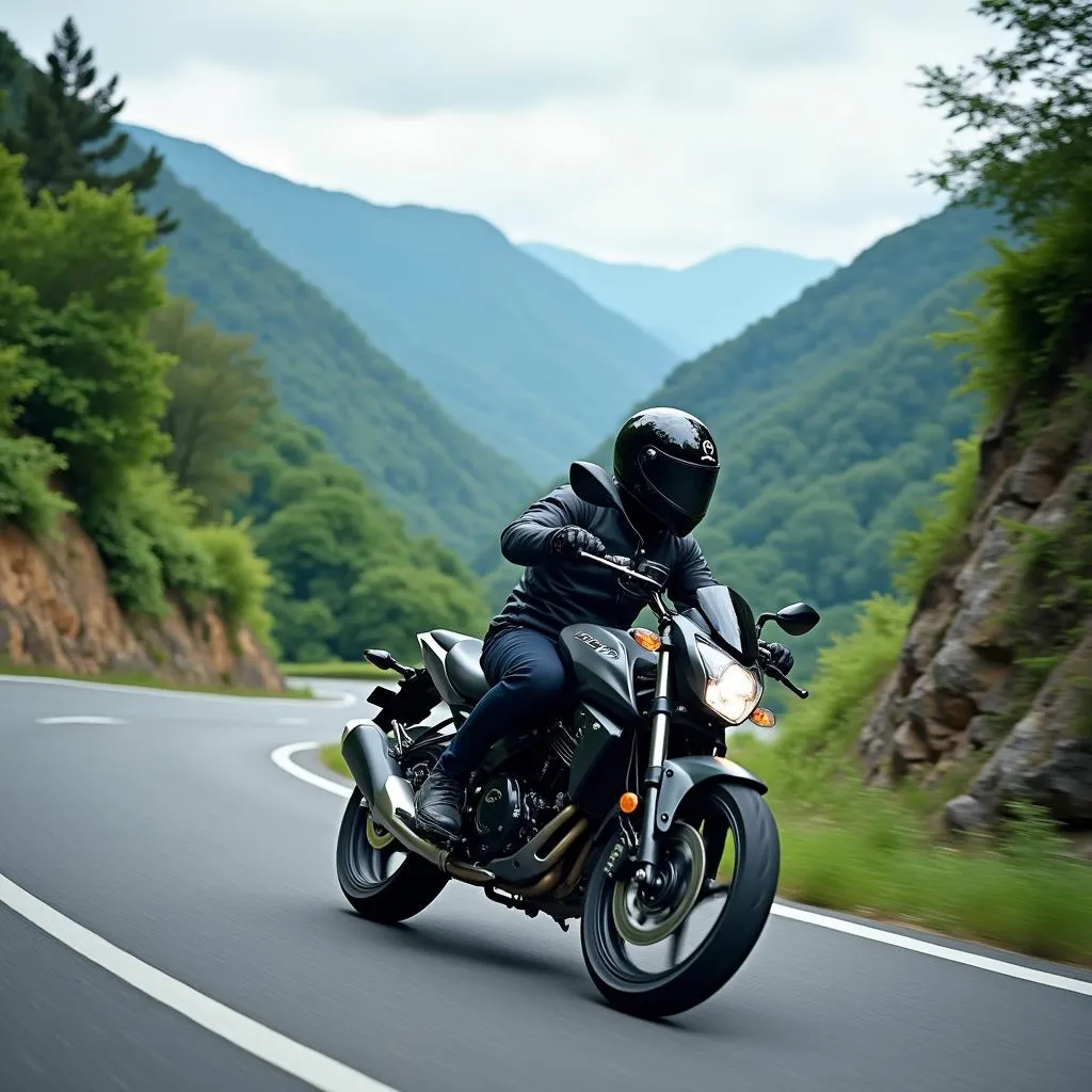 150cc motorcycle navigating a winding mountain road in Japan