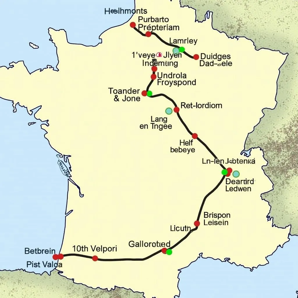 Map of the 1999 Tour de France Stage 9 route