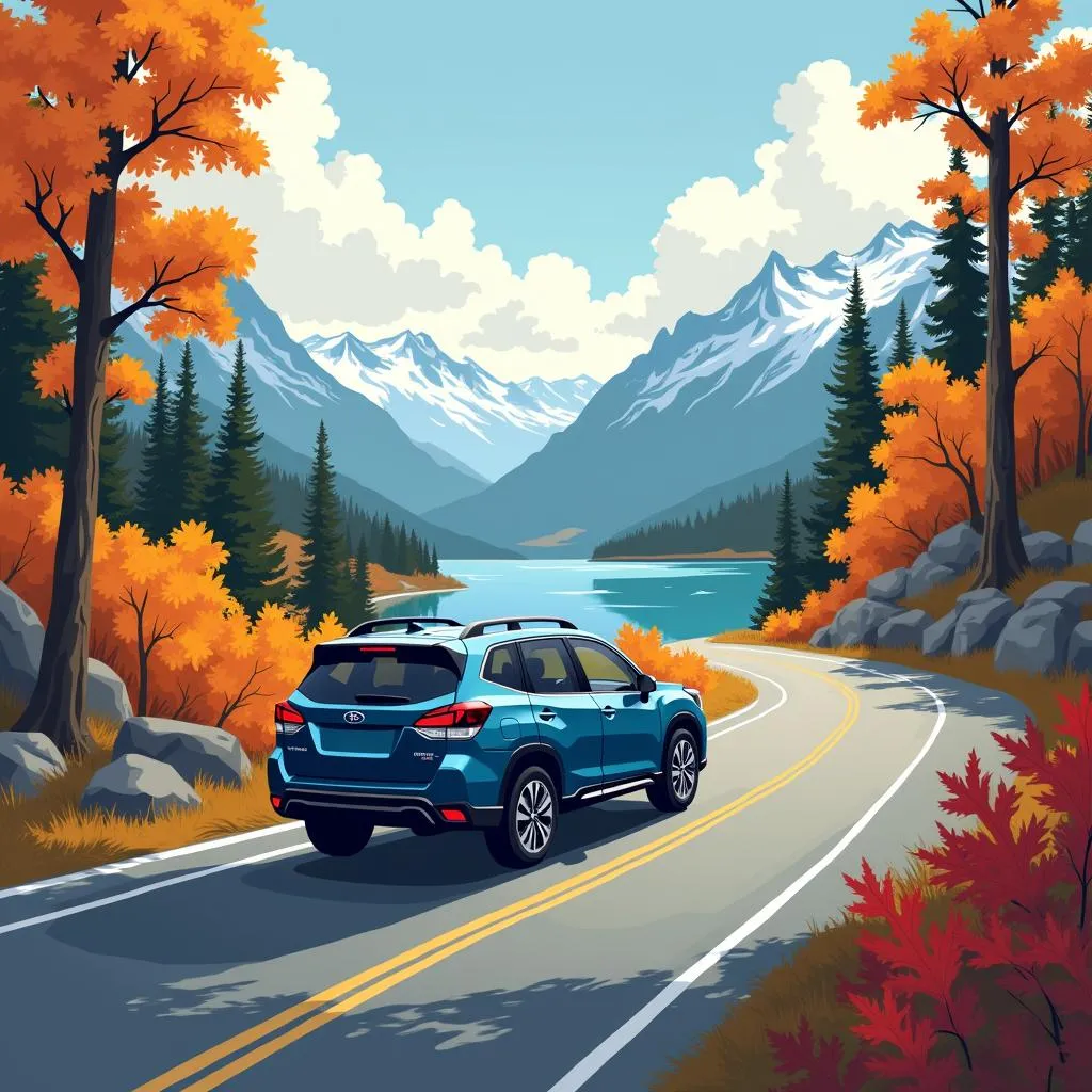 2019 Subaru Forester Touring driving on a scenic Canadian road trip