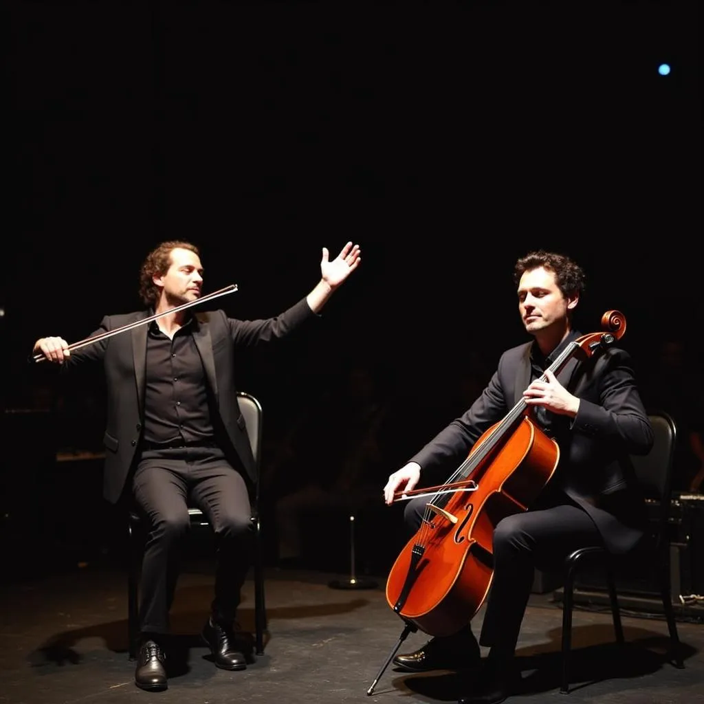 2Cellos Luka Sulic and Stjepan Hauser performing live on stage