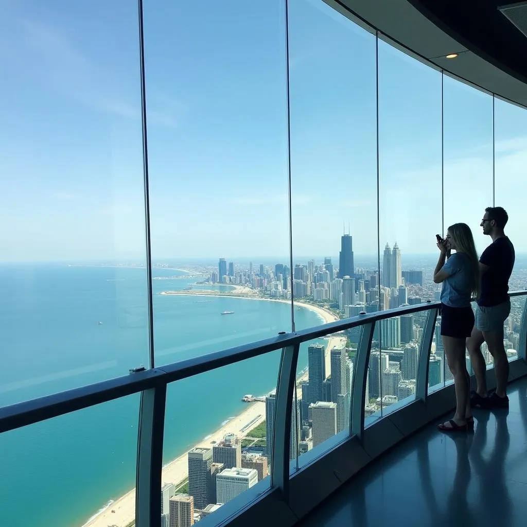 Panoramic view from the 360 Chicago observation deck