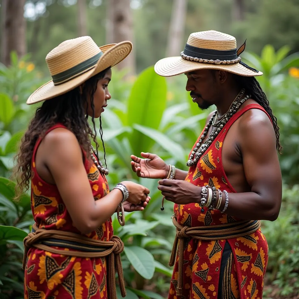 Aboriginal guide demonstrating bush tucker uses in Royal Botanic Garden