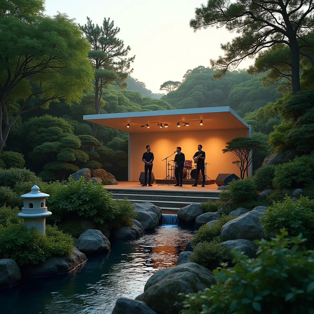 Above &amp; Beyond performing in a serene Japanese garden