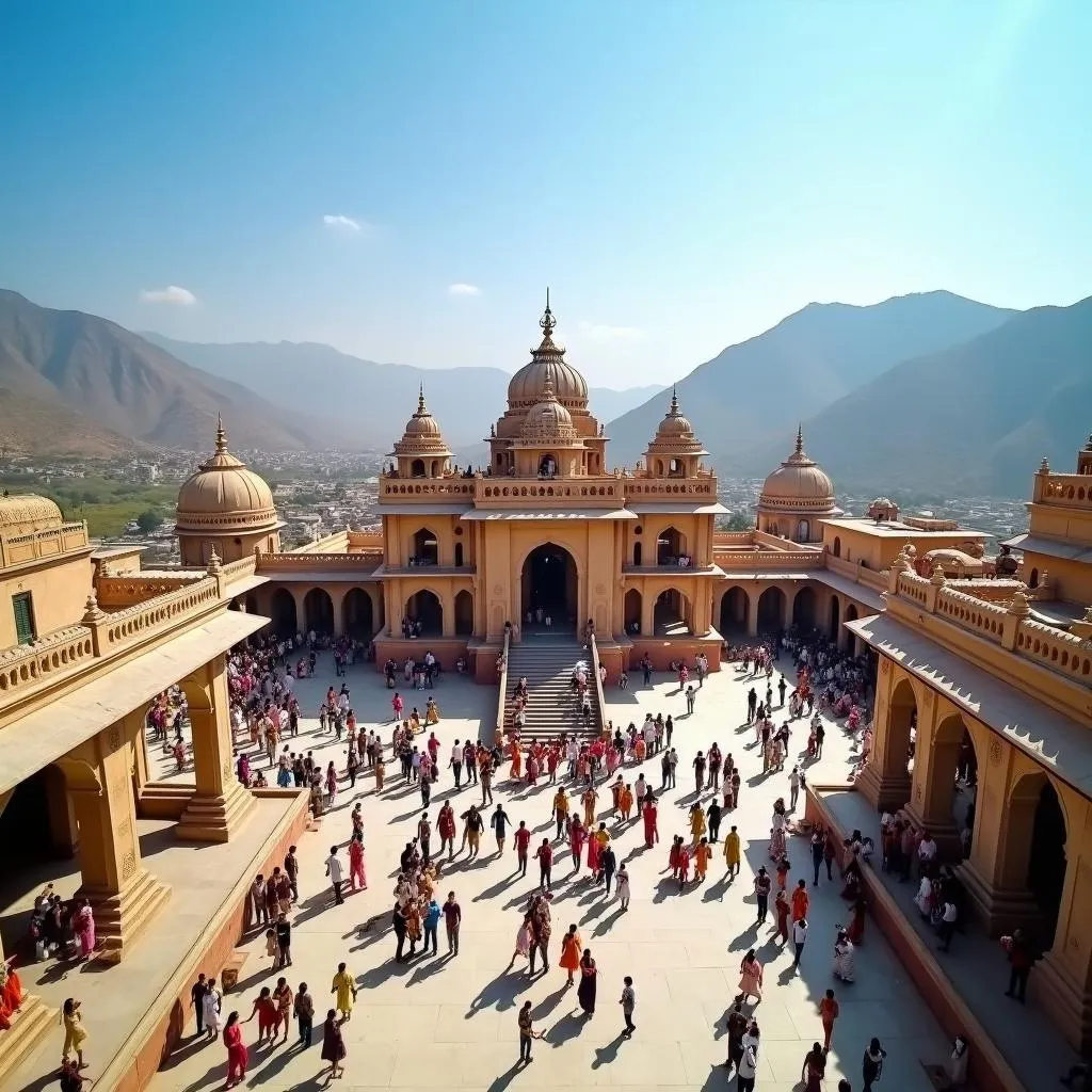 Panoramic view of Abu Ambaji temple complex