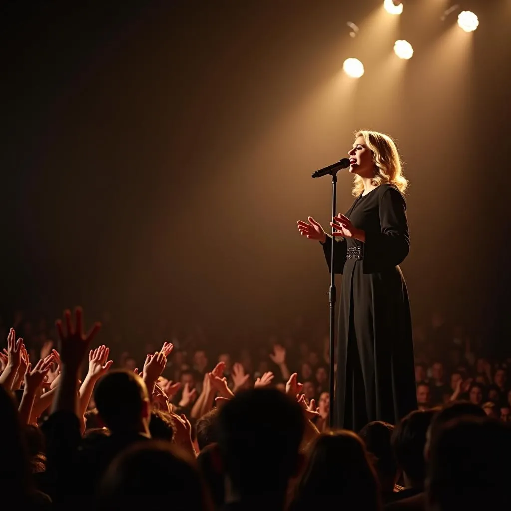 Adele captivating the audience with a powerful performance