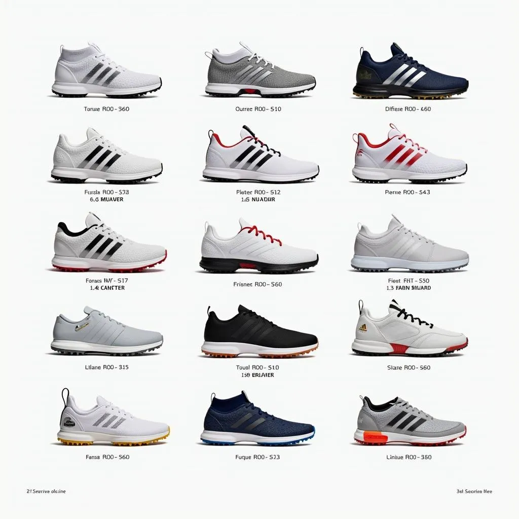 Various color options of Adidas Tour 360 Knit golf shoes