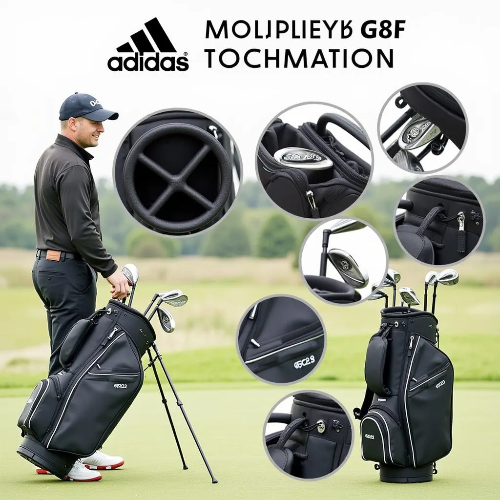 A golfer carrying an Adidas golf bag