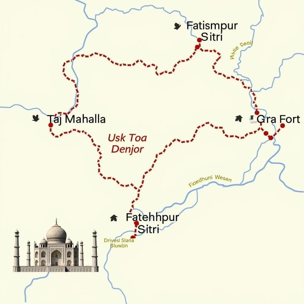 Agra City Bus Tour Route Map