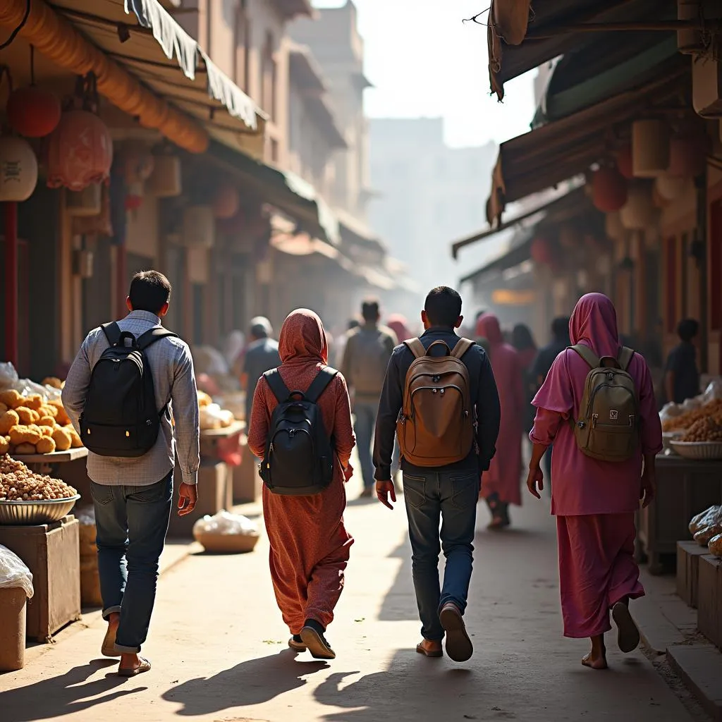 Agra tour guide navigating through bustling local market