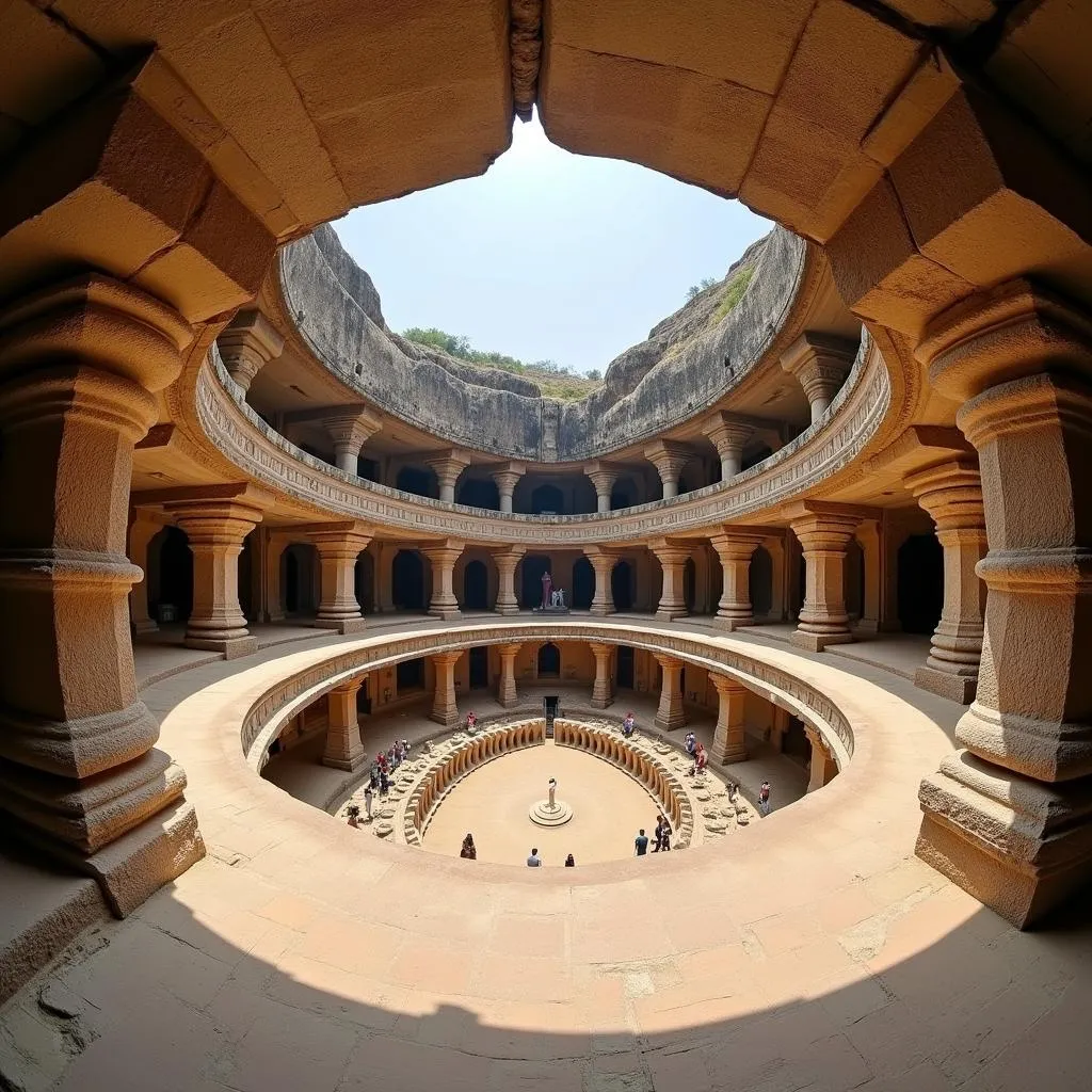 Ajanta Caves with intricate Buddhist murals and sculptures.