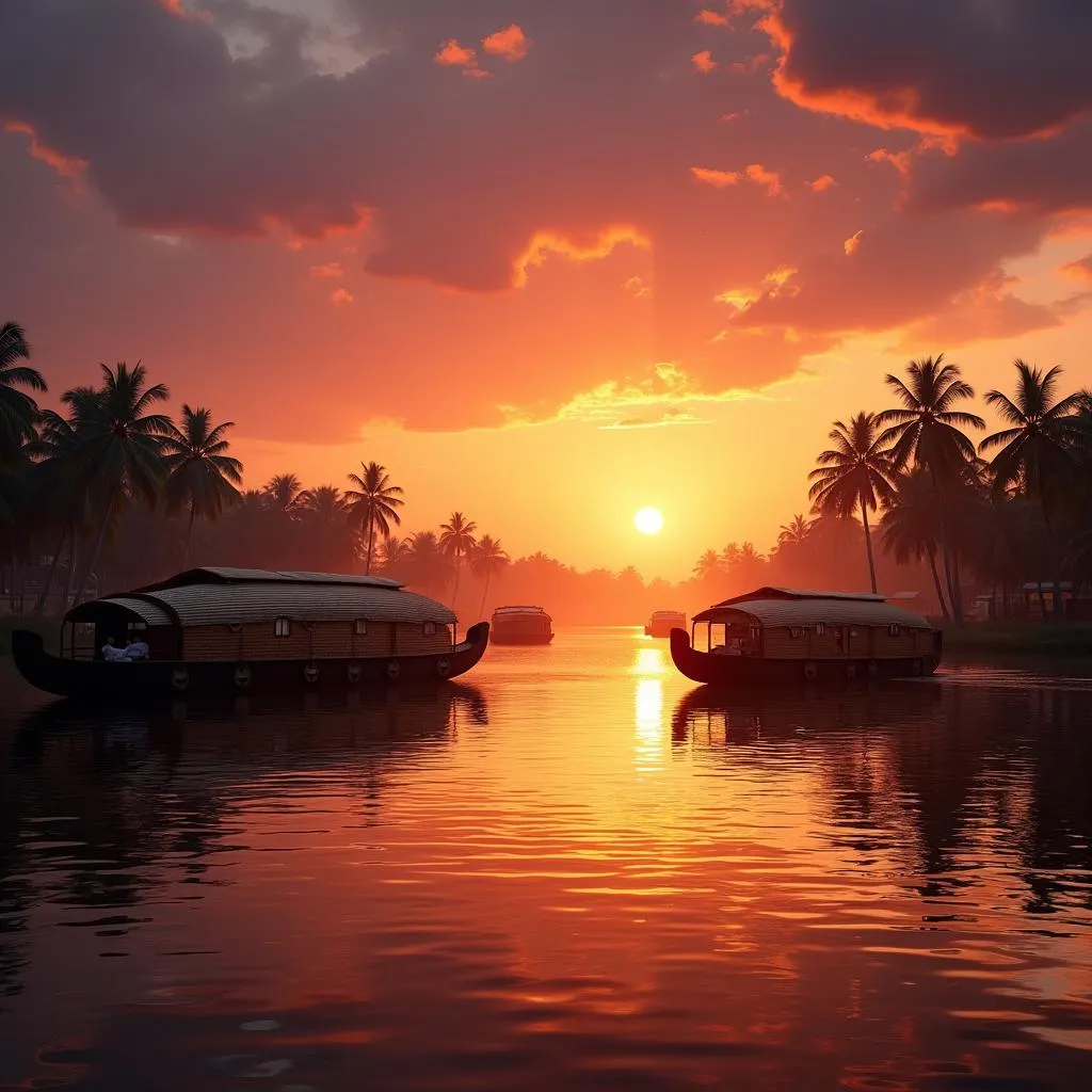 Sunset over the Alleppey backwaters