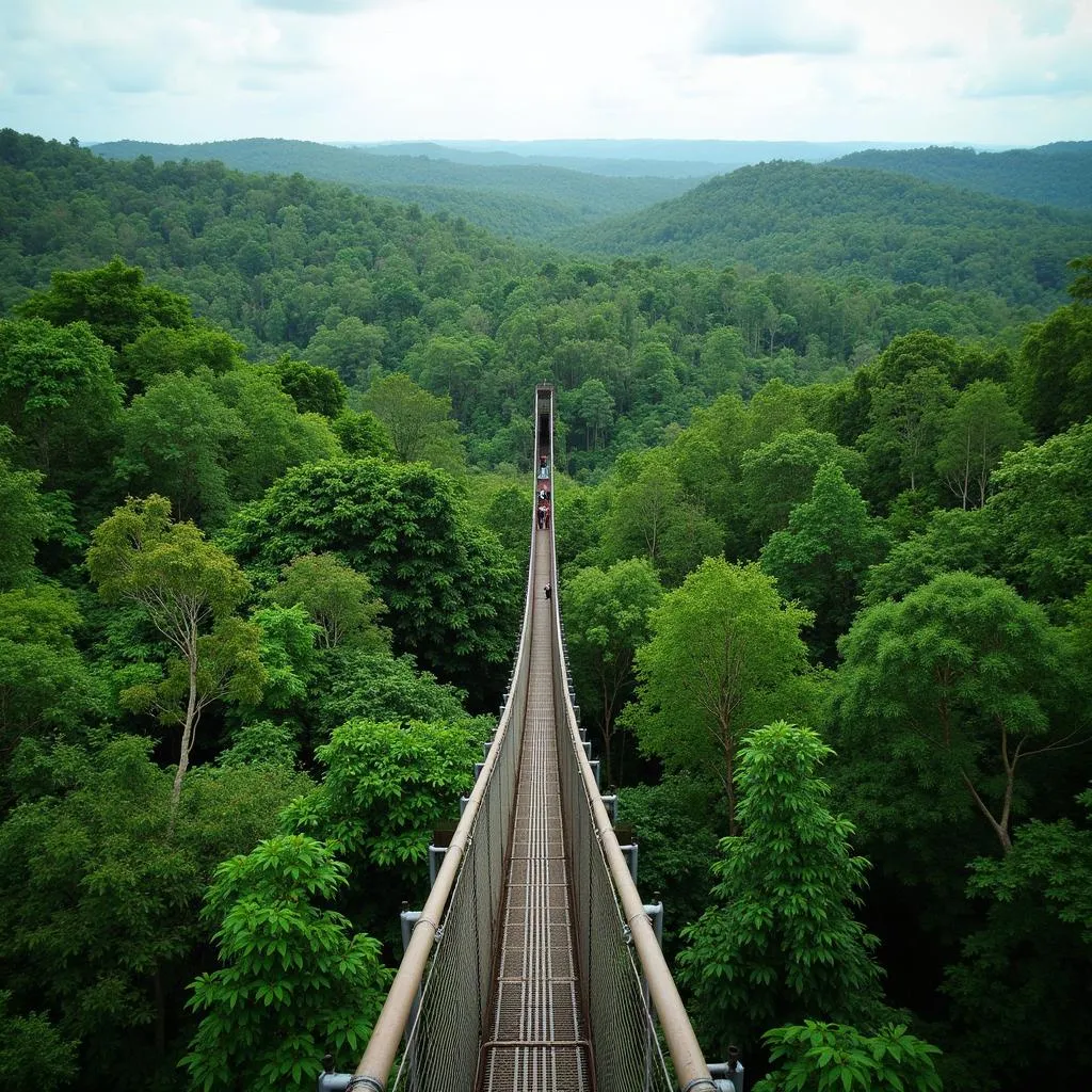 Walking through the Amazon rainforest canopy