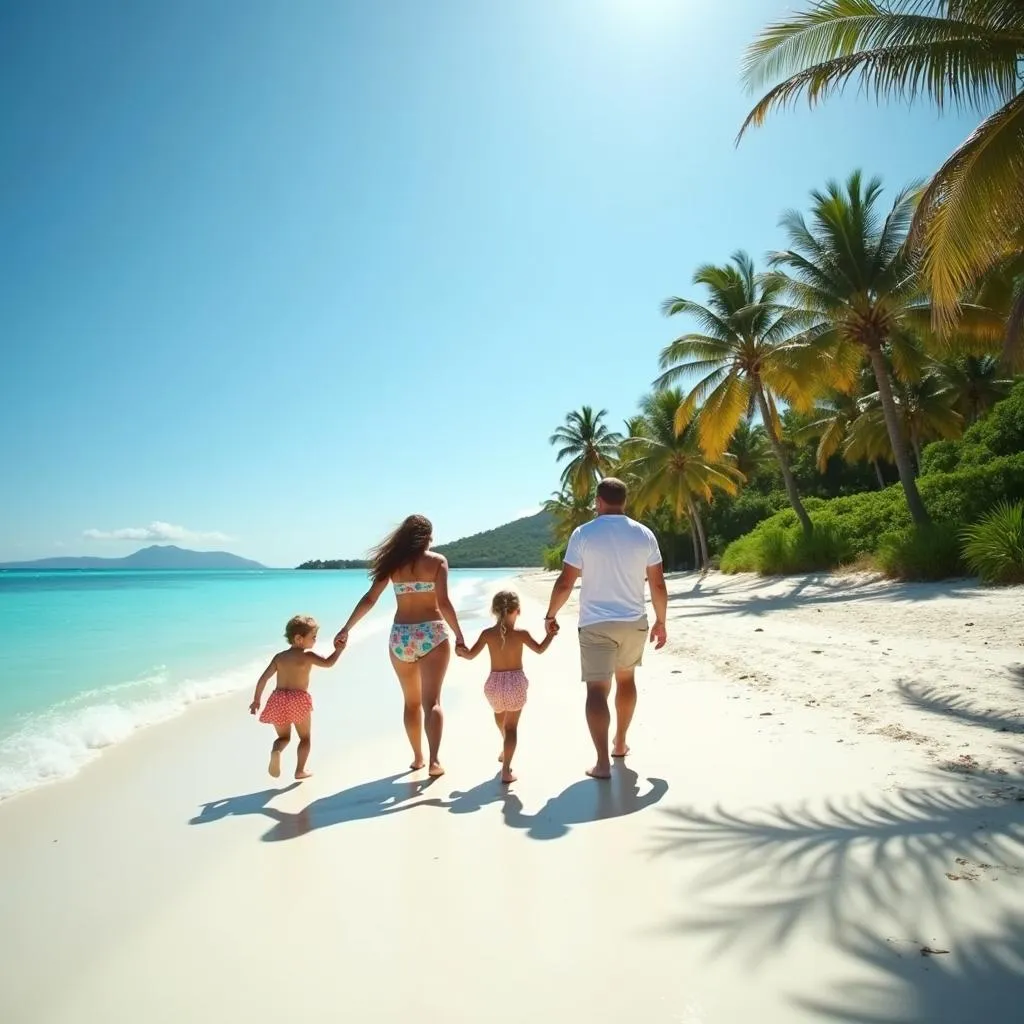 Family enjoying vacation on Andaman beach