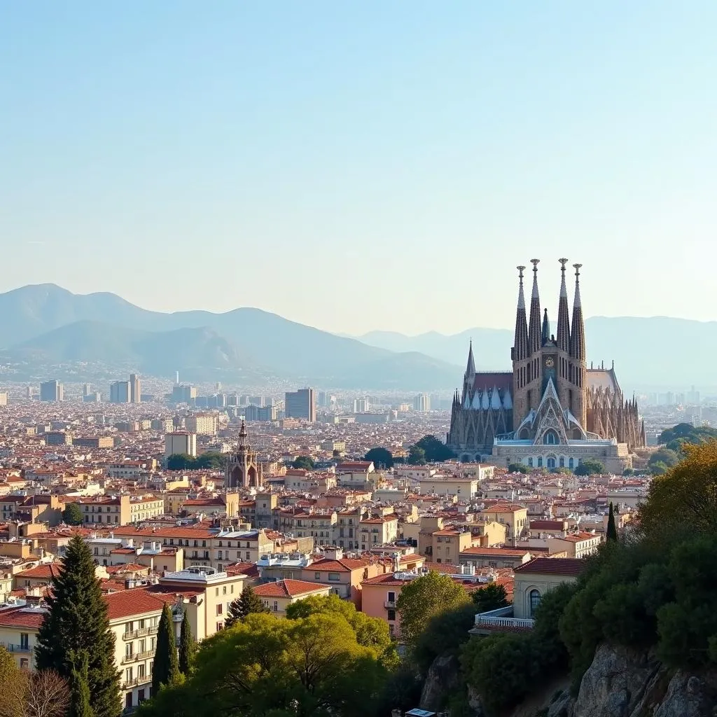 Barcelona Cityscape with Sagrada Familia