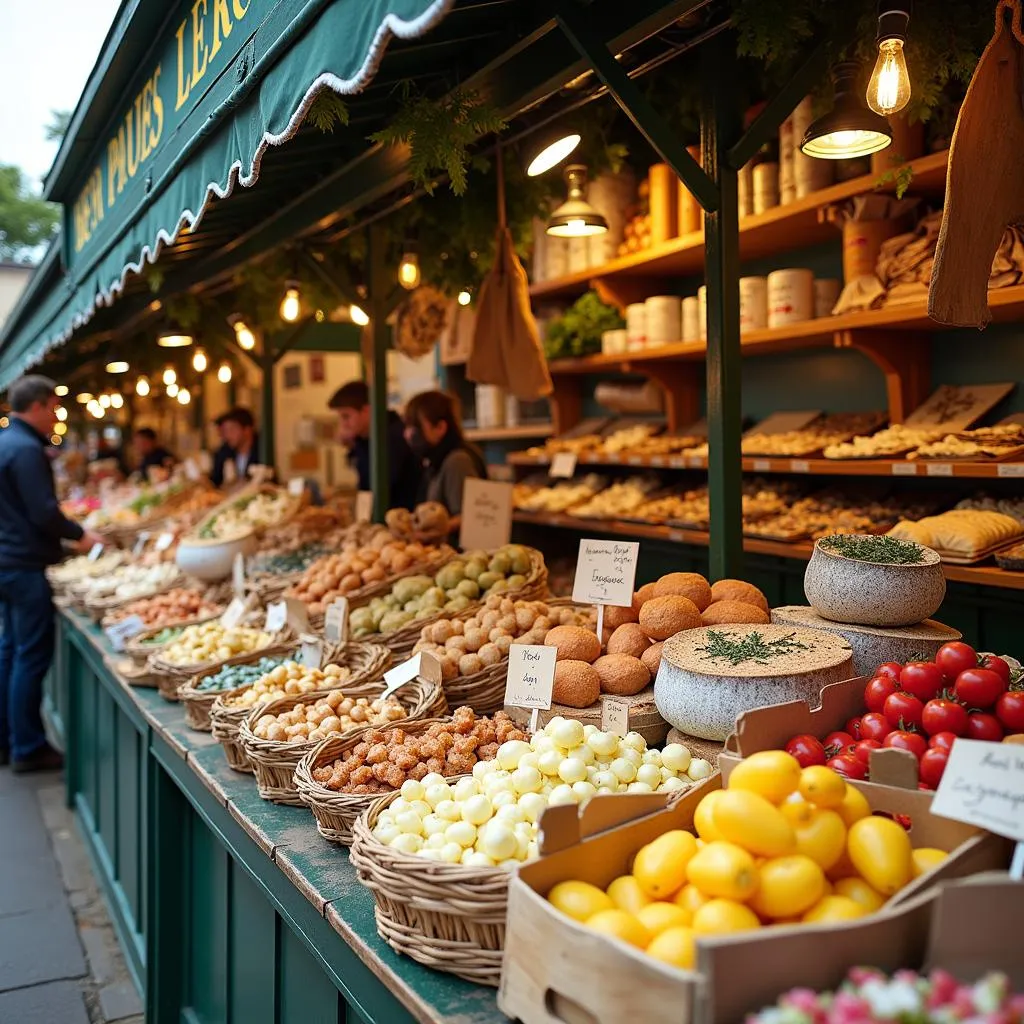 Bustling food stalls at Borough Market London