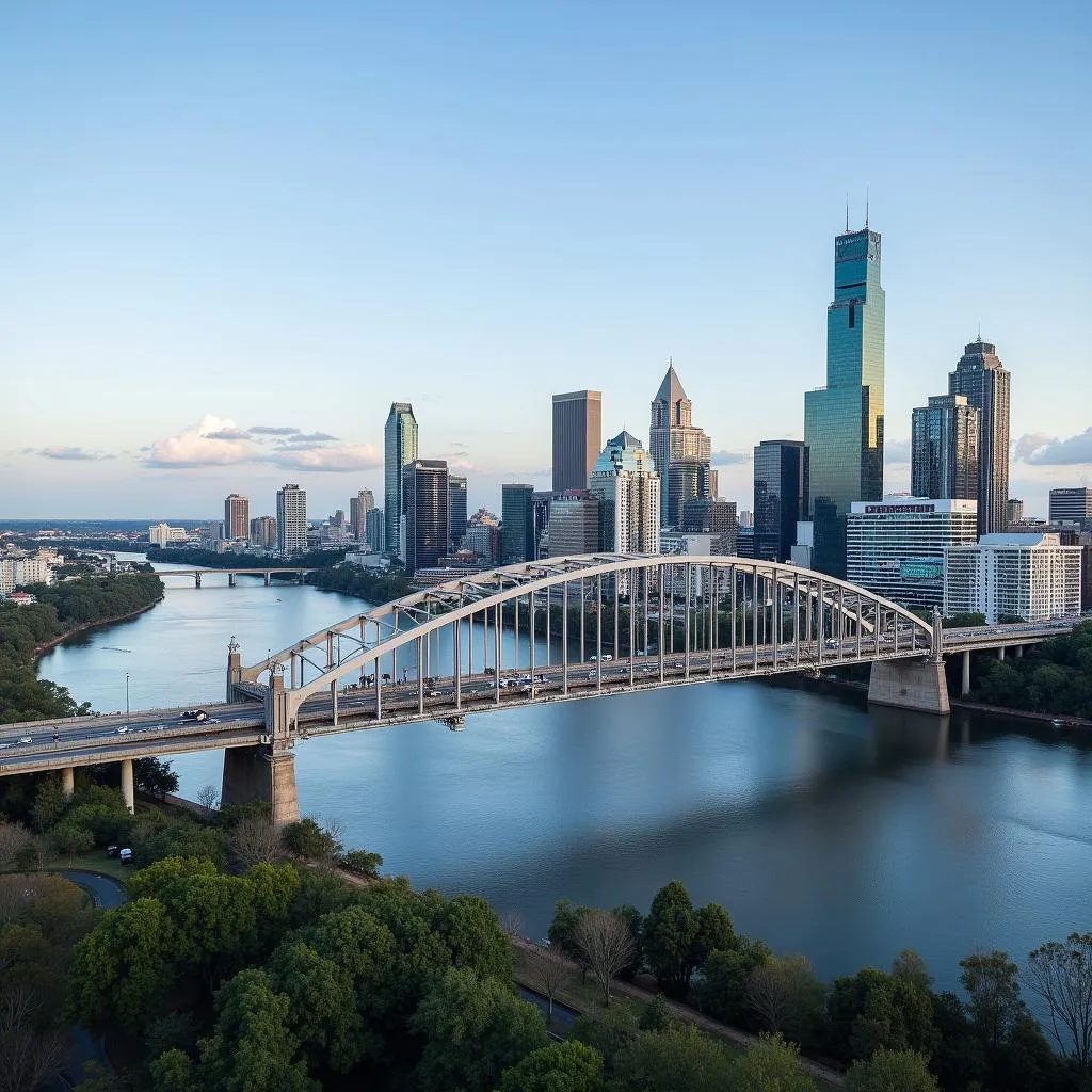 Brisbane city skyline with the Brisbane River