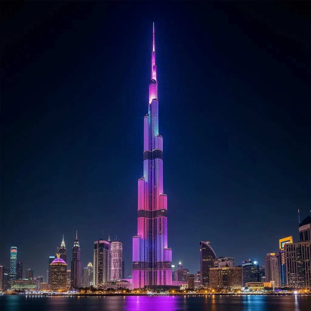 Burj Khalifa Illumination at Night