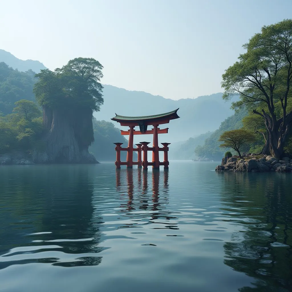 The iconic floating torii gate of Chikubu Island