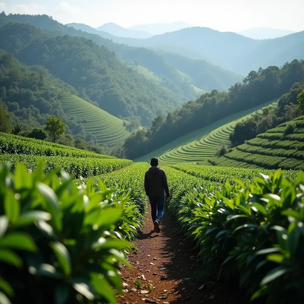 Walking through a Coorg coffee plantation