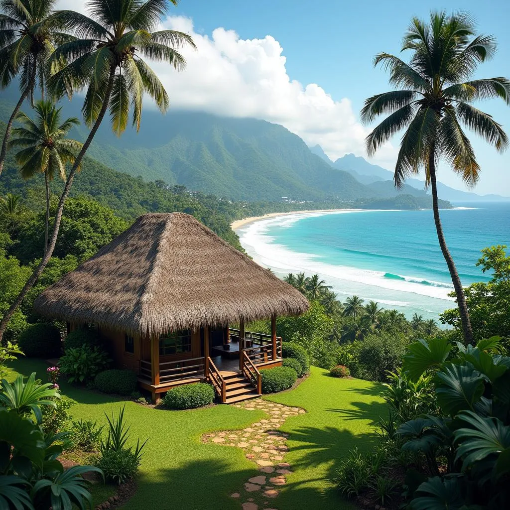 A secluded beachfront bungalow in Costa Rica with ocean views