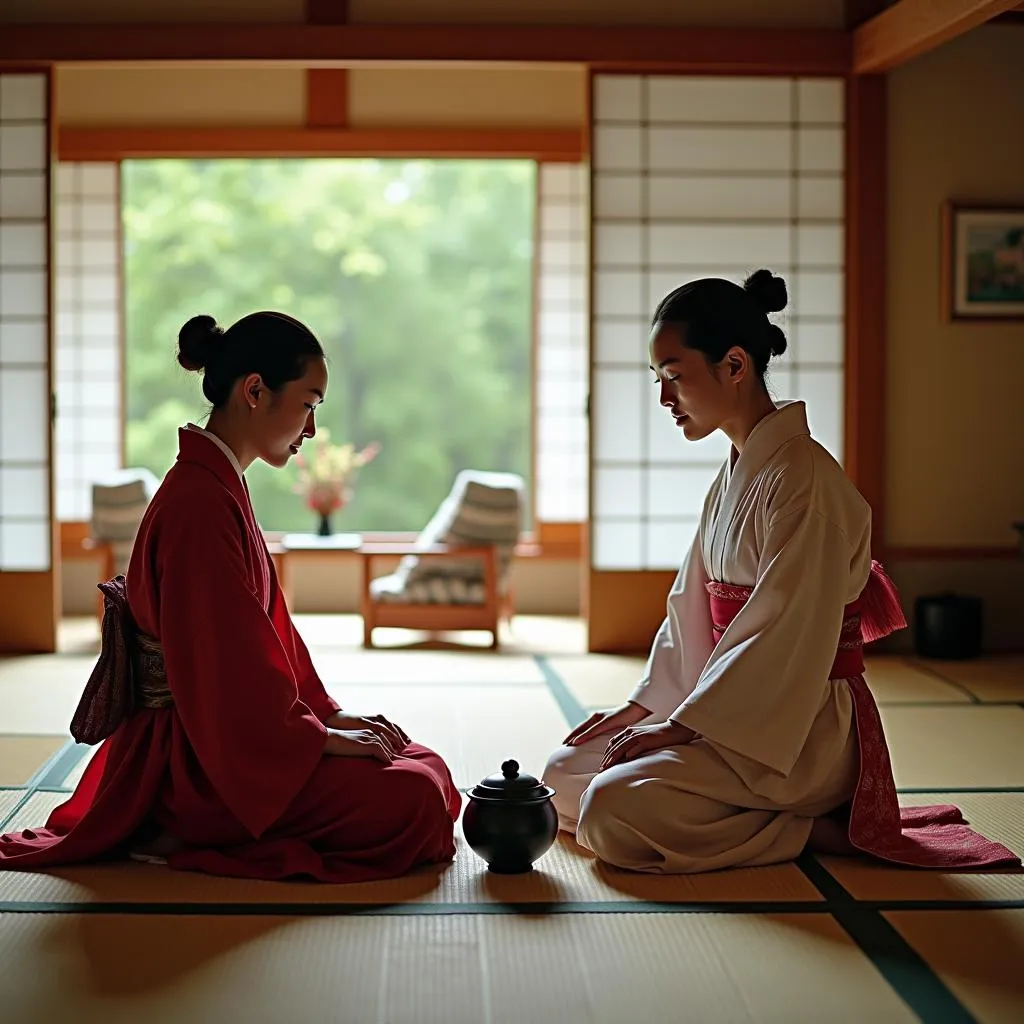 Couple Experiencing Traditional Japanese Tea Ceremony