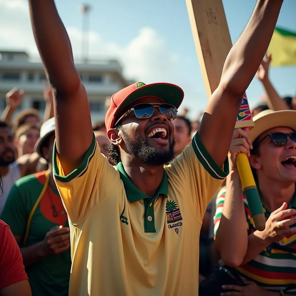 Cricket Fans Celebrating in the Caribbean