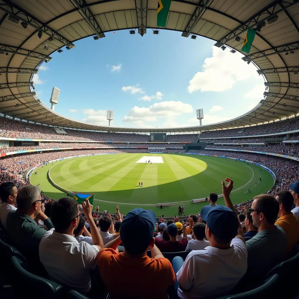 Cricket fans cheering in the stadium during India vs South Africa test match