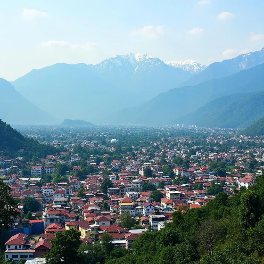 Dehradun cityscape with the Himalayas in the background