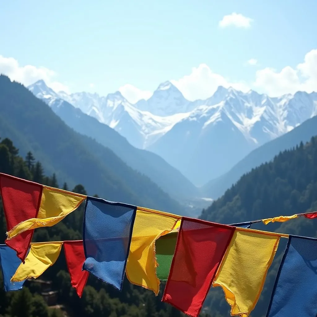 Prayer flags in Dharamshala, Himachal Pradesh