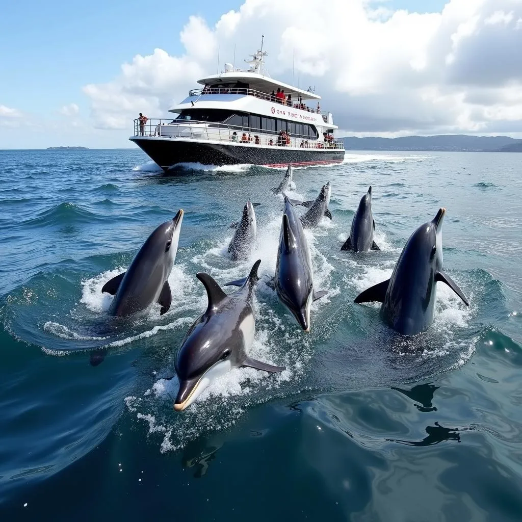 Dolphins Near Aberdeen Boat