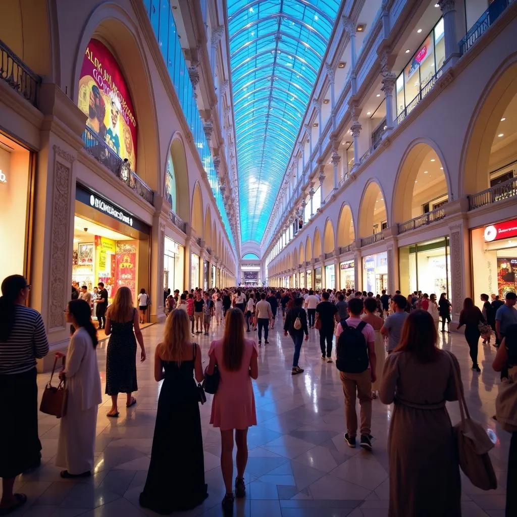 Dubai Mall as seen from a bustling boulevard bus tour