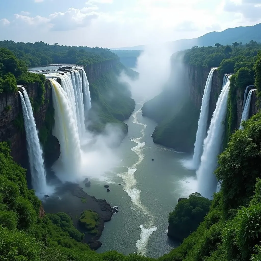 Panoramic view of Dudhsagar Falls