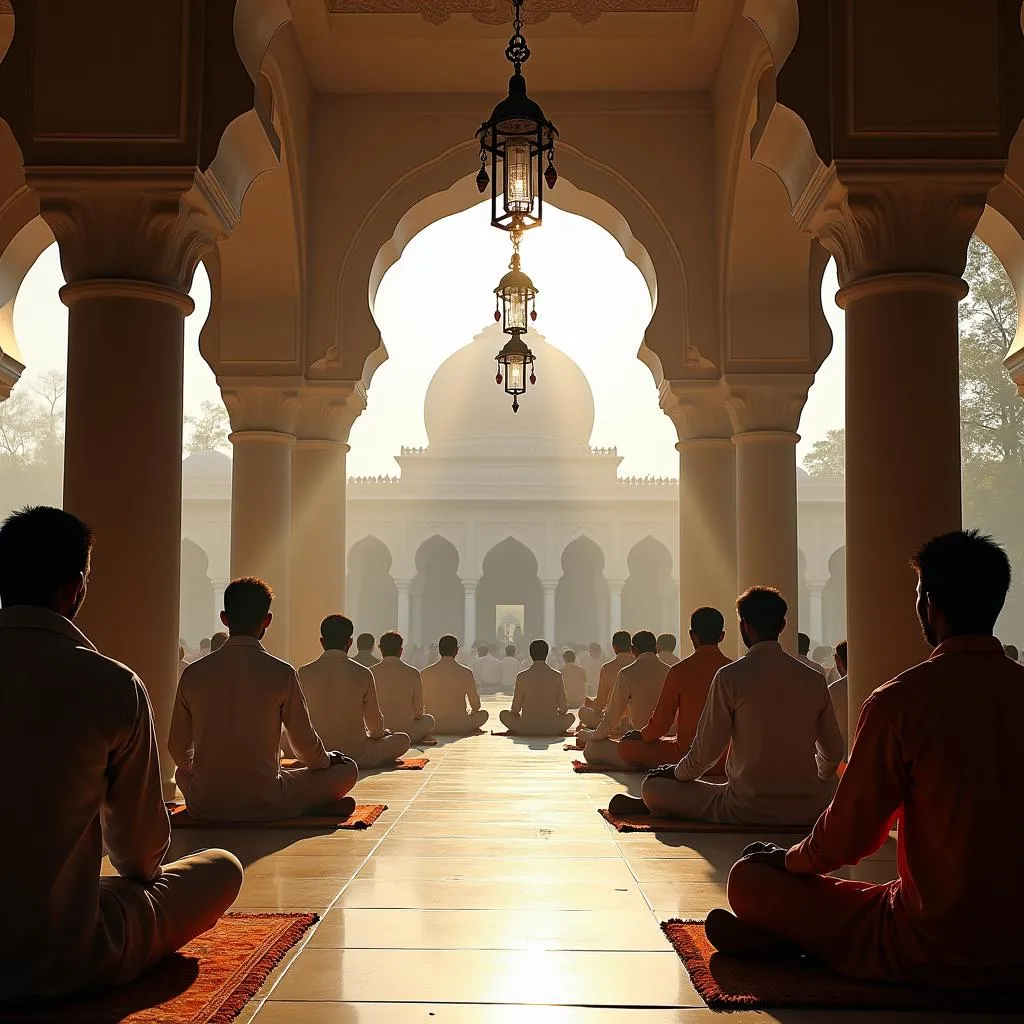 Interior view of the Dwarakamai mosque in Shirdi