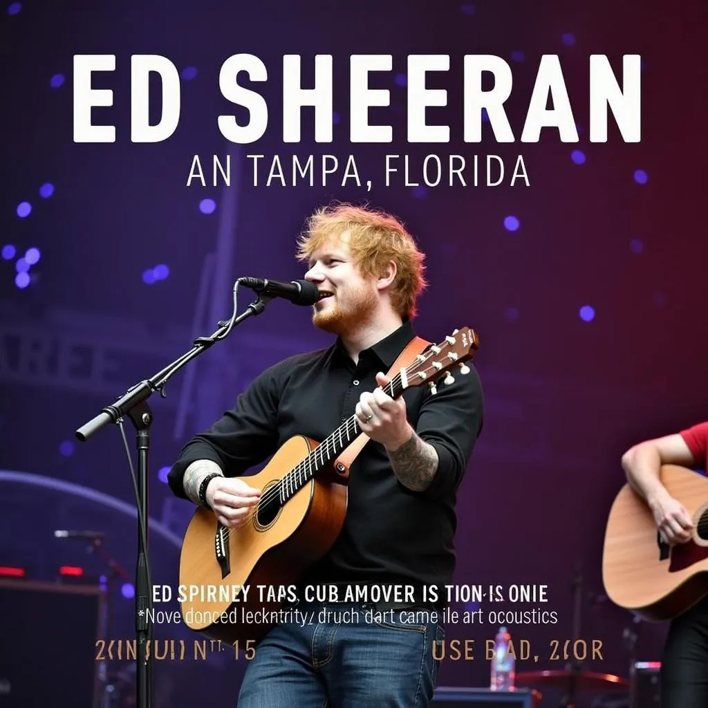 Ed Sheeran performing live at Amalie Arena in Tampa, Florida