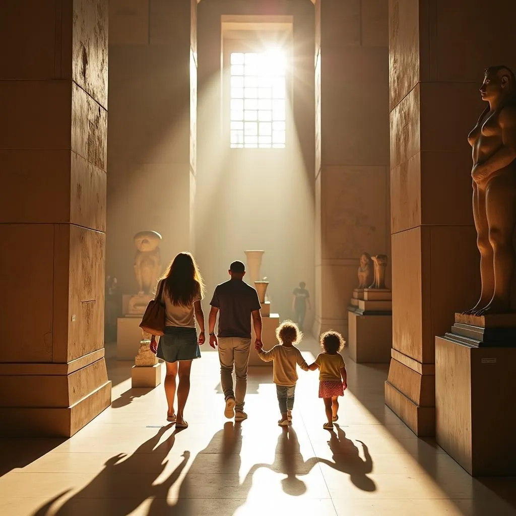 Family exploring the Egyptian Museum in Cairo