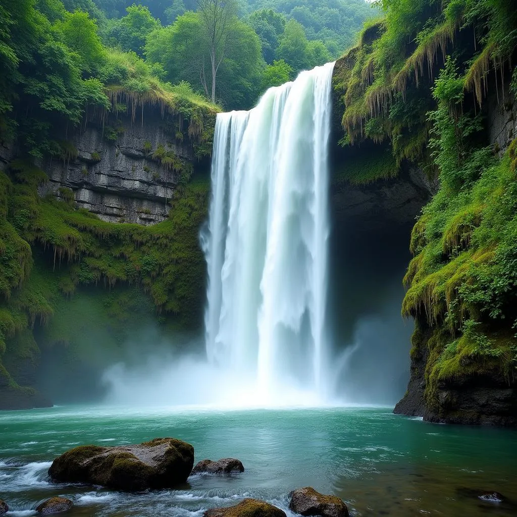 Elephant Falls cascading water