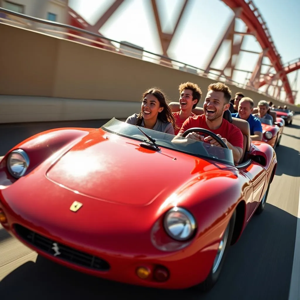 Ferrari World Abu Dhabi roller coaster in action