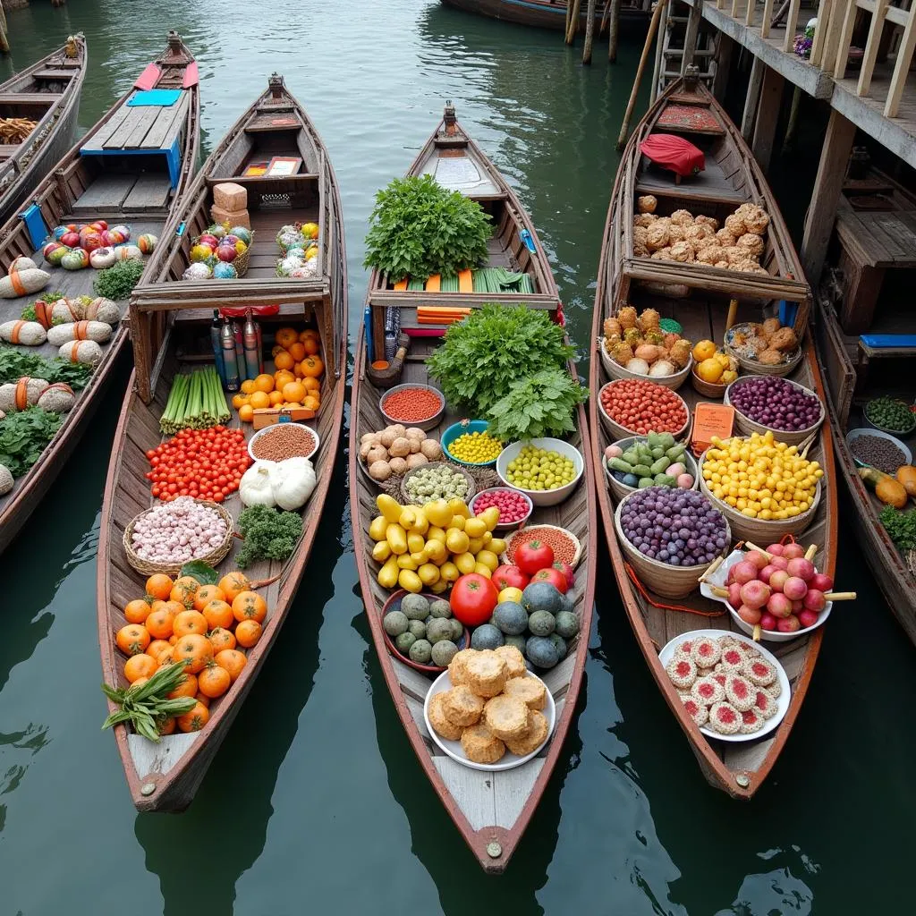 Vibrant Floating Market in Thailand