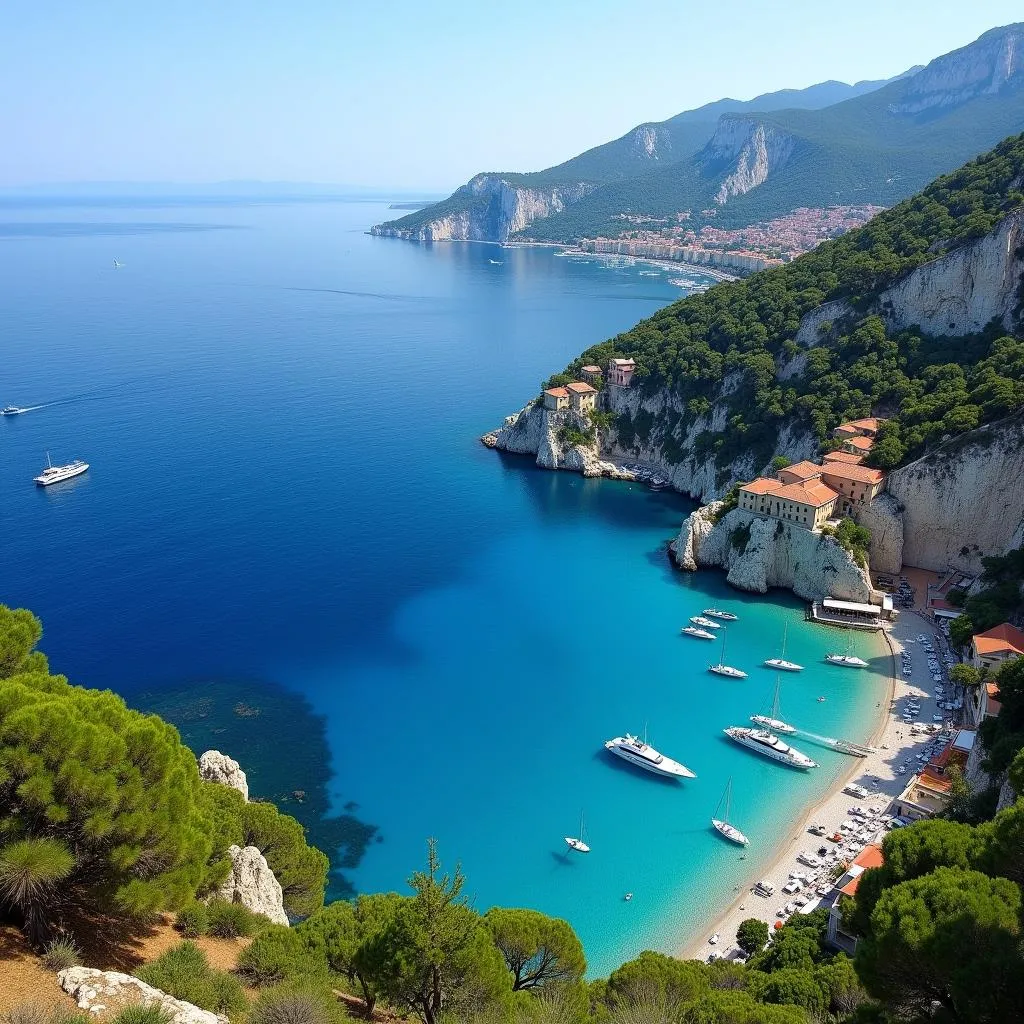 Panoramic view of the French Riviera coastline