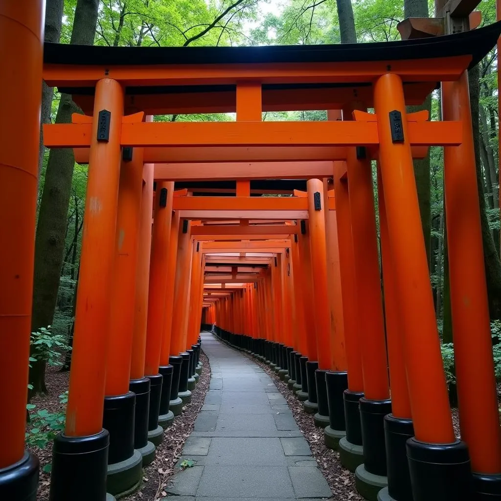 Fushimi Inari Shrine in Kyoto with Red Torii Gates