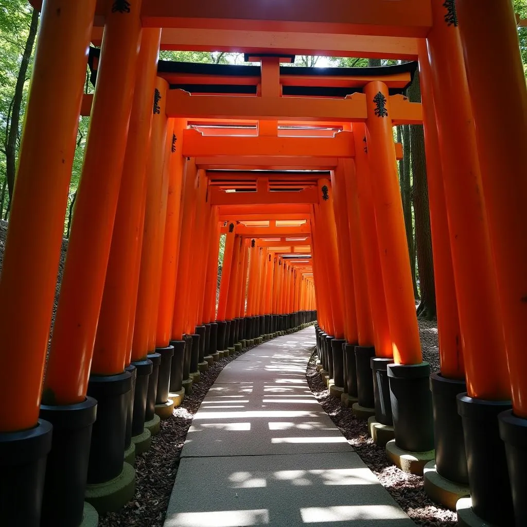 Thousands of Red Gates at Fushimi Inari Shrine in Kyoto