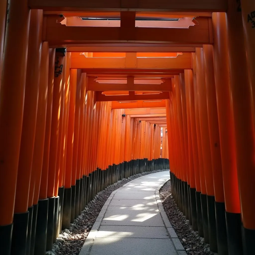 Fushimi Inari Shrine Pathway with Torii Gates