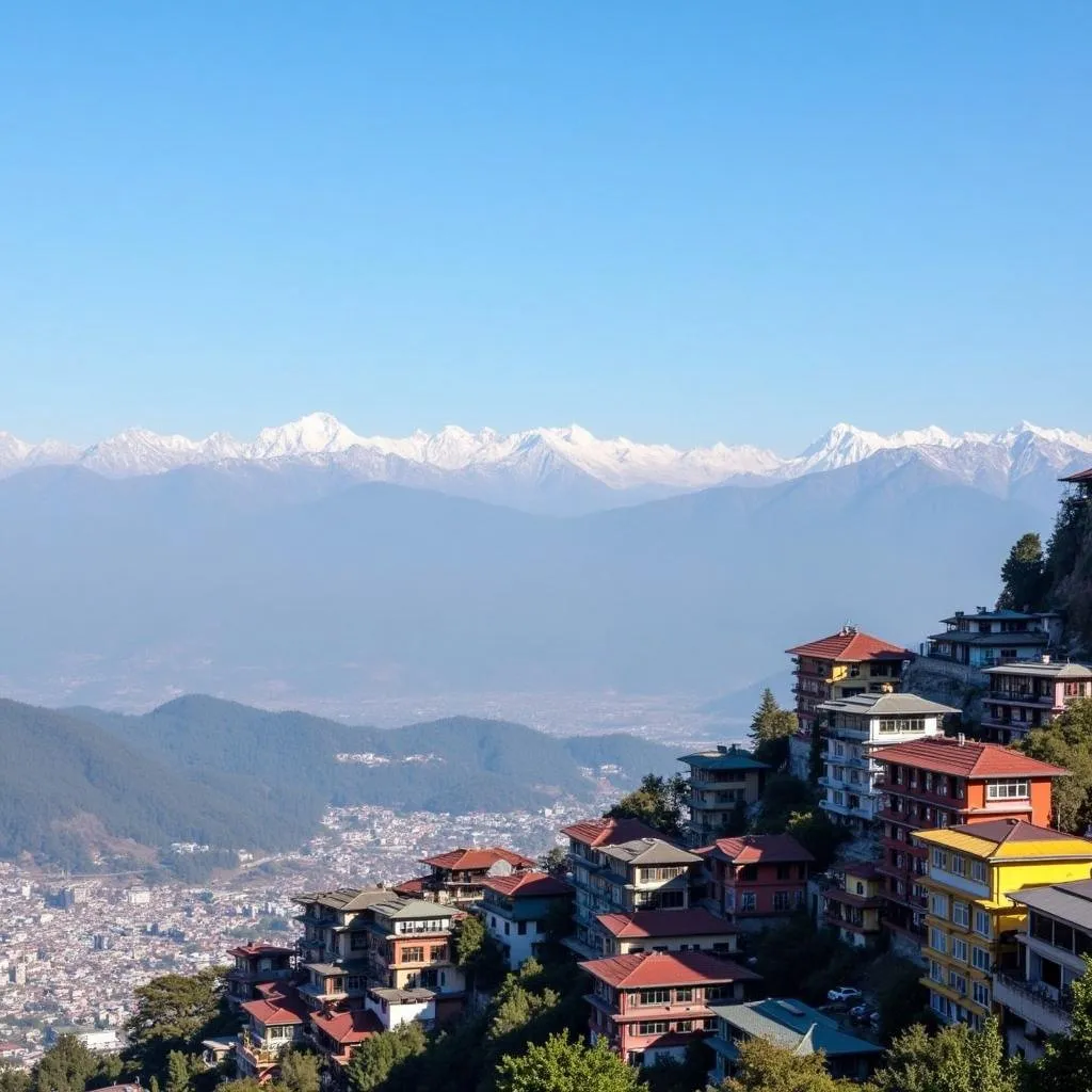 Gangtok city view with Himalayan mountains