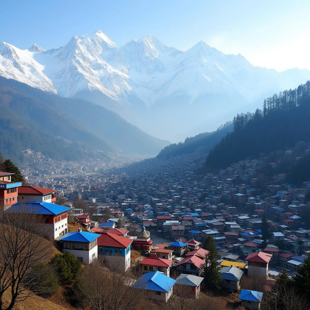 Vibrant cityscape of Gangtok with Himalayan backdrop