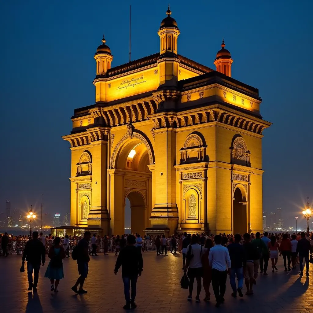 Gateway of India illuminated at night