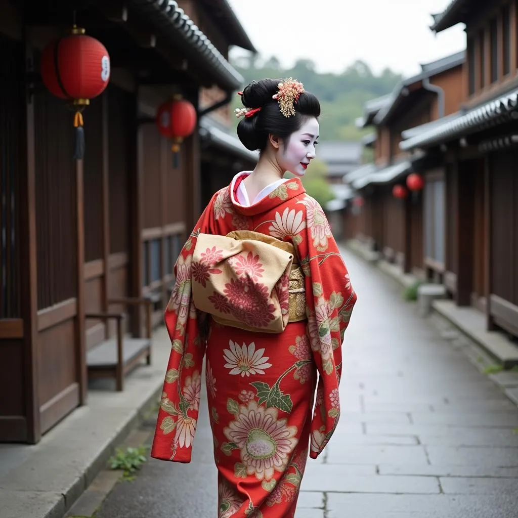 Geisha walking in Gion district