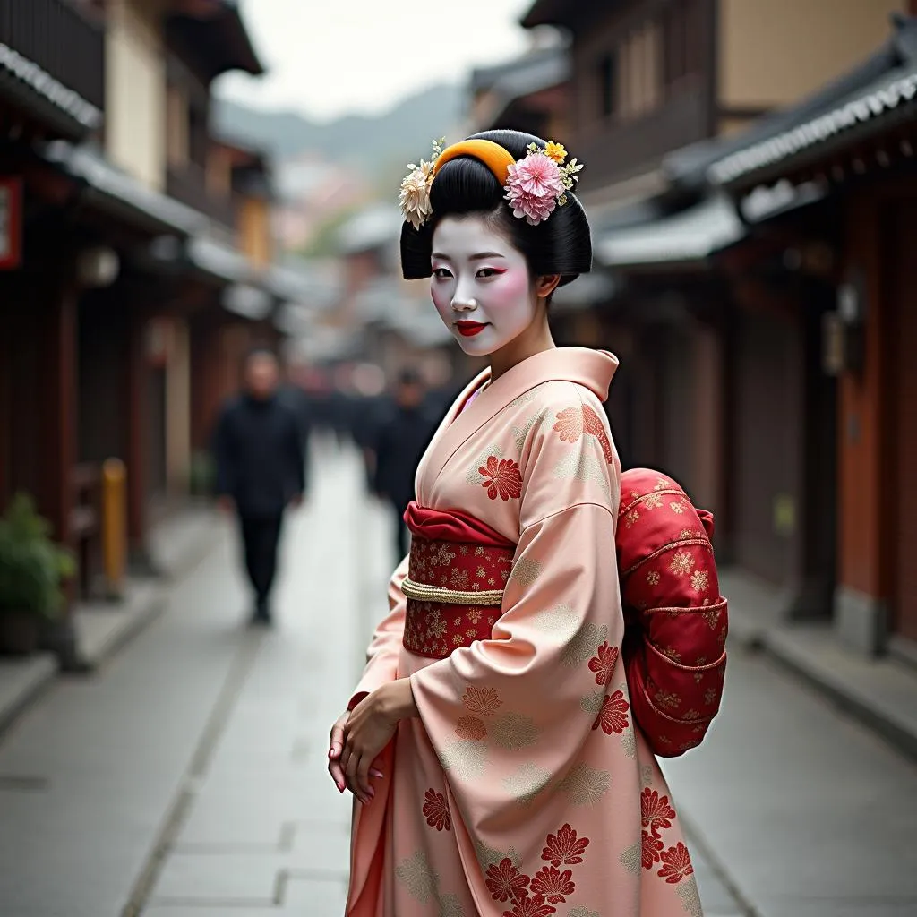 Geisha walking through Gion district in Kyoto