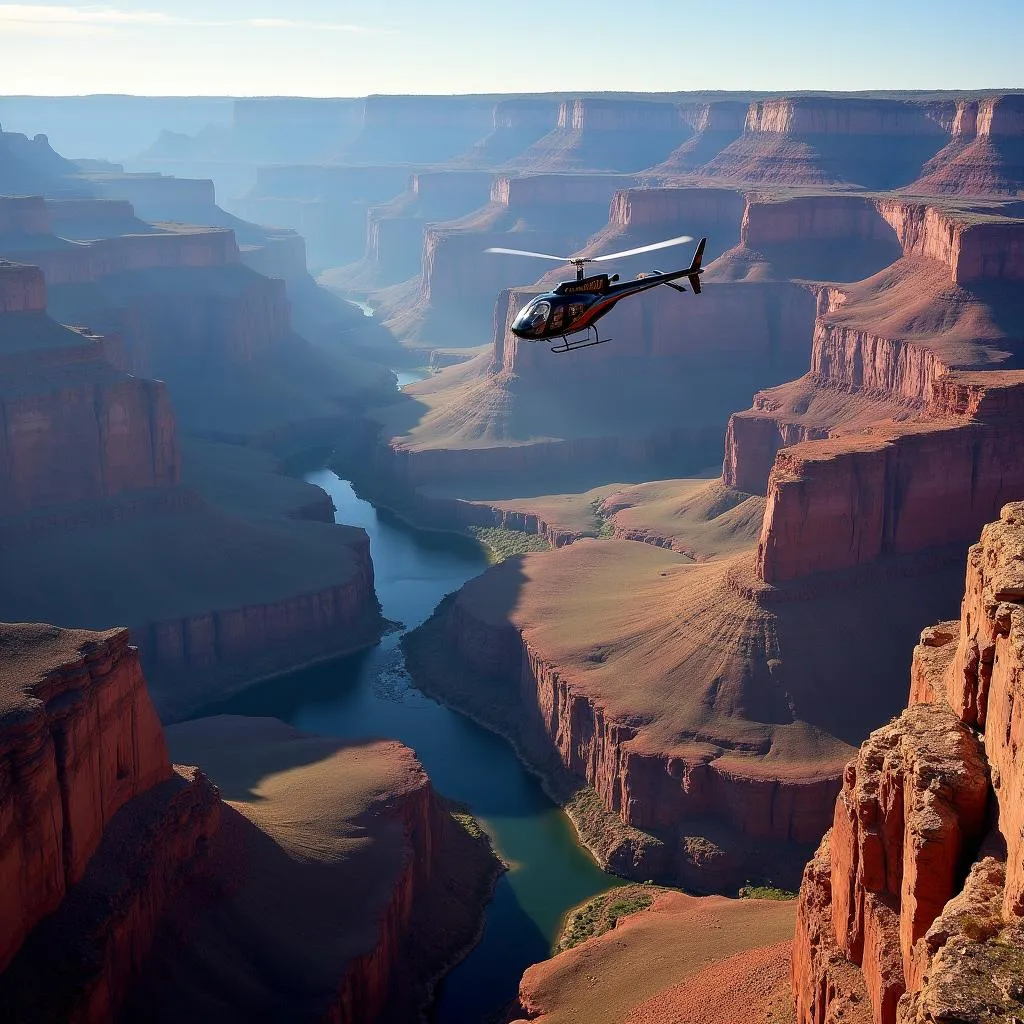 Helicopter flying over the Grand Canyon