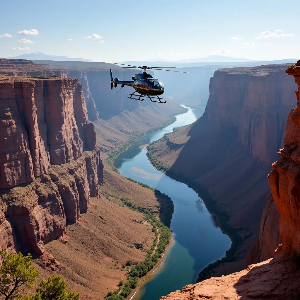 Helicopter landing in the Grand Canyon during a tour