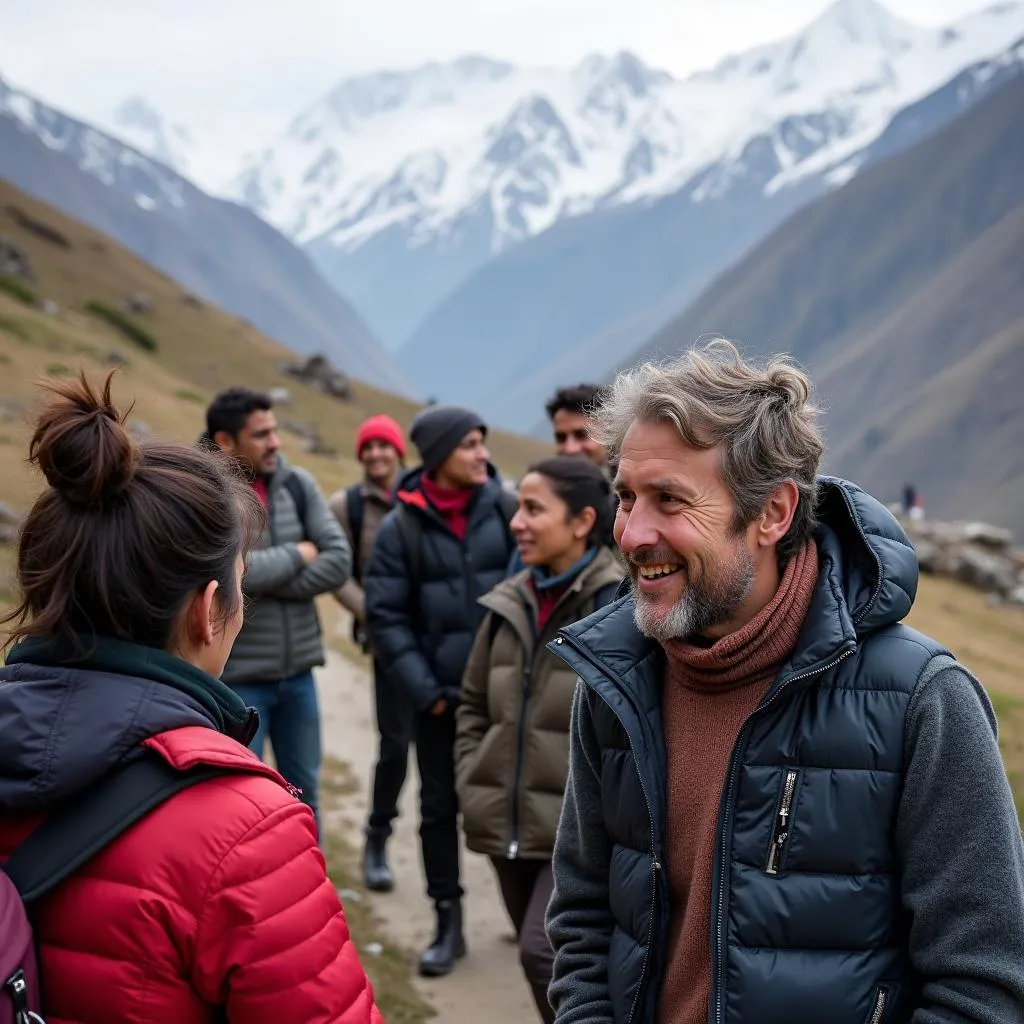 Group of Tourists on a Himalayan Eco Tour